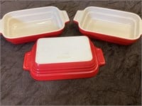 3 Small Red Baking Dishes, Olive & Thyme