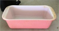 Pink Pyrex loaf pan