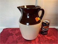 Vintage, brown and white pitcher U S A pottery