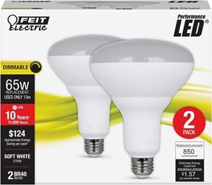 Feit BR40 LED 2-Pack 75 Watt Replacement, Soft Whi