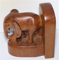 carved teak elephant bookend