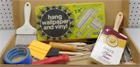 Painting Supplies: Roller Frame, Brushes, Tape &