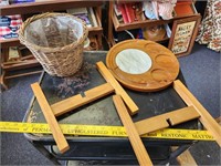 Serving Tray, Basket w/ Wooden Stand