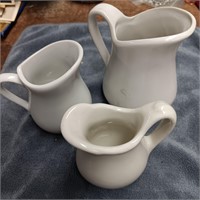 3 Ceramic Creamers of varying sizes