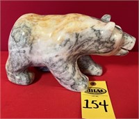 Gray Gold Swirl Marble Hand Carved Bear