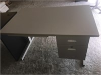 Light Colored Metal Base Desk w/ 2 Drawers