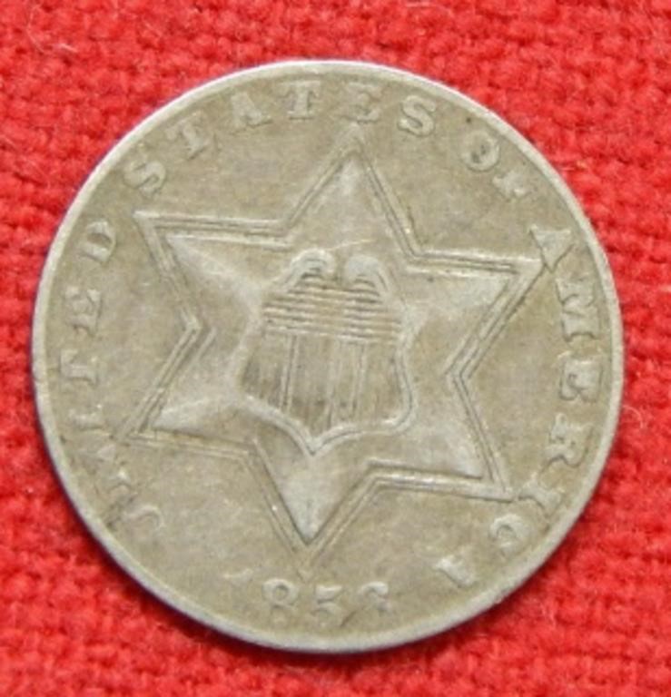 1856 Silver Three Cent Nickel
