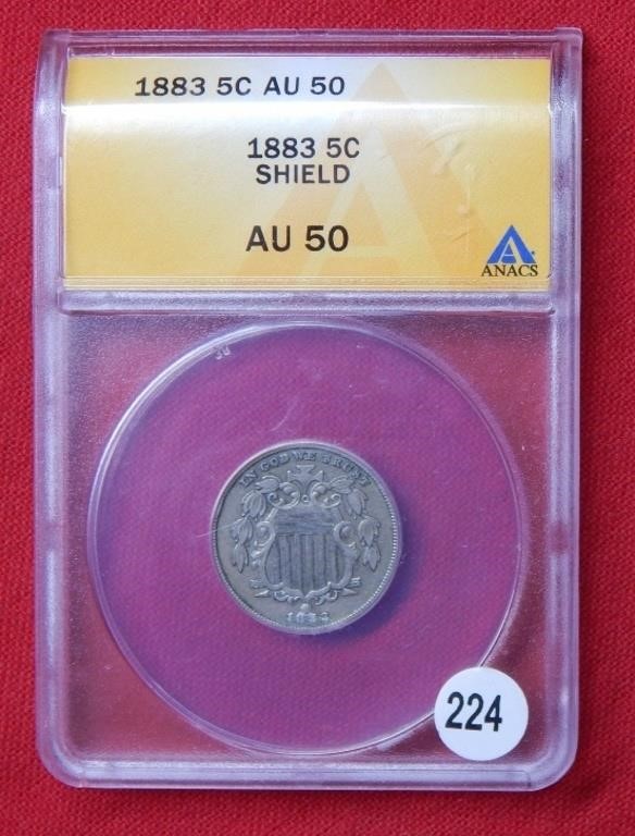 1883 Shield Nickel ANACS AU50