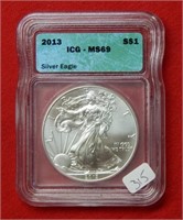 2013 American Eagle ICG MS69 1 Ounce Silver