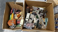 2 Boxes of Old Train Cars & Accessories