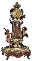 French Cherub Statue Waterfall Clock