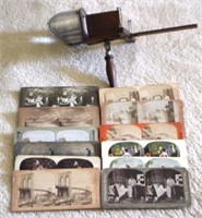 Antique Stereo Scope Viewer w/ 12 assorted cards