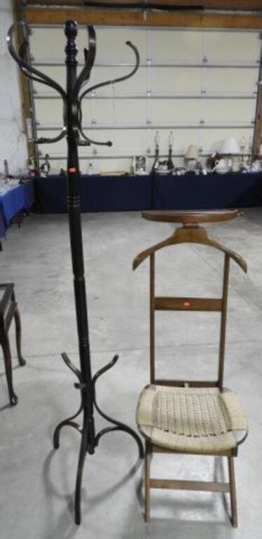 Coat/Hat Rack 71” T & Valet Dressing Chair.