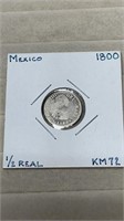 1800 Mexico 1/2 Real Silver Coin
