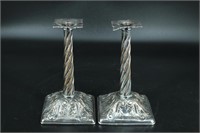 Pair of Early 20th C. Silver Plated Candlesticks