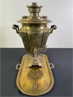 Imperial Russian Brass Samovar w/ Tray