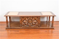Vintage Stone Inlaid Wooden Coffee Table