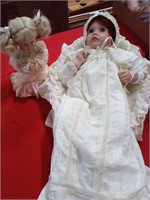 Porcelain faced and arm dolls