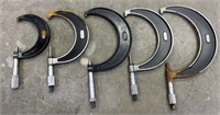 Lot of 5 Starrett Outside Micrometers