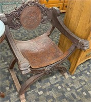 Fancy Carved Arm Chair (W/ Lion Heads)