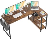 Homieasy L-Shaped Desk  55 Inch  Rustic Brown