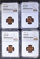4 - 1976 LINCOLN CENTS NGC MS66RD