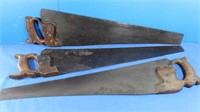 (3)Vintage  29" Wood Carved Hand Saws