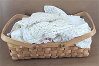 Wicker Weave Basket & Crochet Linens
