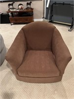 Brown Barrel Chair, Swivels