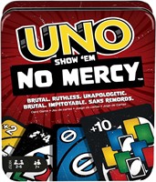 Mattel UNO Show em No Mercy Card Game Tin