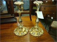 Pair of Victorian brass candlesticks.
