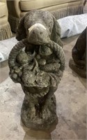 Concrete Dog with Basket Sculpture