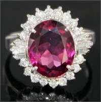 Platinum 4.61 ct Natural Tourmaline & Diamond Ring