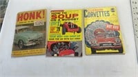 Vintage hot rod magazines.