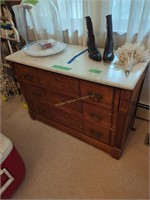 Victorian Three-drawer Marble Top Dresser