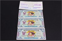 Lot - 3-Disney Dollars for Mickey's 65th