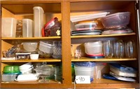 Cabinet of Glassware, Plasticware, Etc.