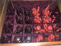 Box of chess pieces- Bottom signed Jim NJ