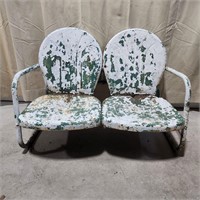 Vintage green & white double shellback rocker