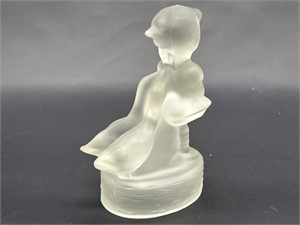 Vintage LE Smith Frosted Glass Goose Girl Figurine