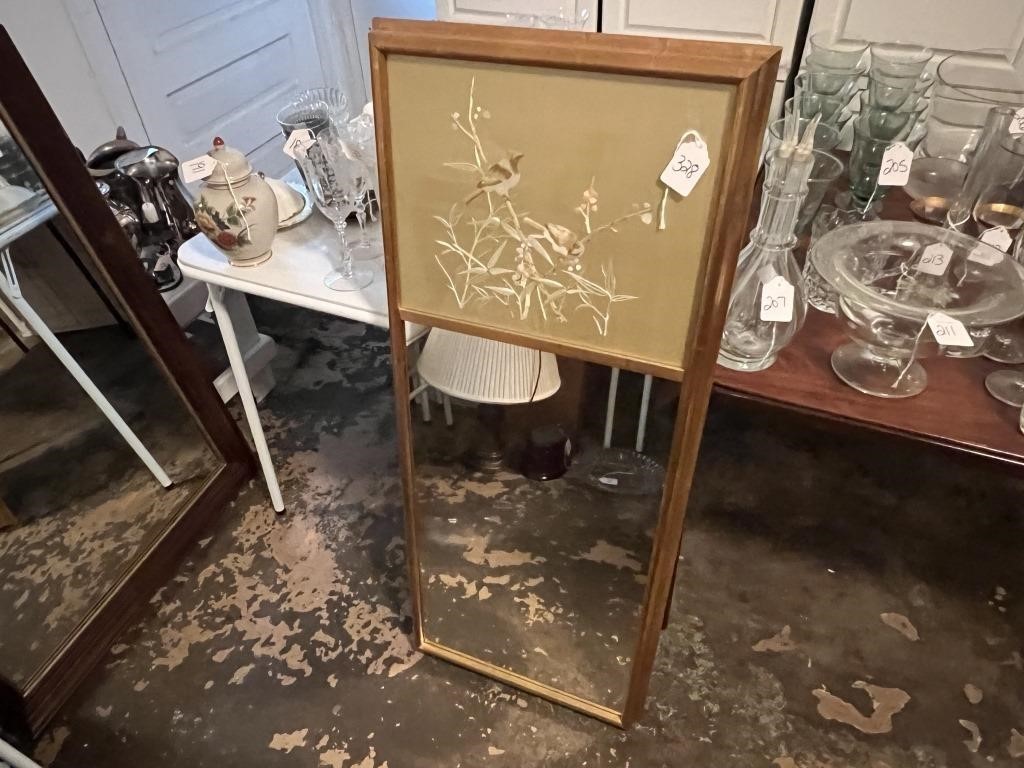 Vintage Top Framed Stitchwork Mirror