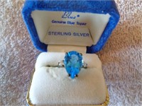 Caribbean Blue Topaz Sterling Ring