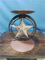 Metal star candleholder 6 inches tall