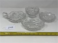 4 Pieces of Cut Glass- 1 Piece Signed