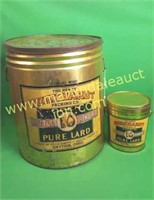 Burkhardt 50 lb & 4 lb Lard Tin Barrel Can