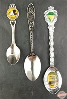 Three Pressed Metal Souvenir Spoons