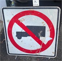 No Trucks Metal Sign