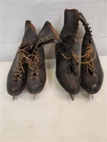 2 pair Vintage Ice Skates; size 9 & 11.5