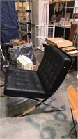 Black leather look & chrome modern design chair