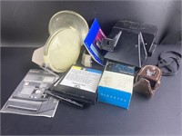 Vintage Polaroid 1 step camera, flash & diffuser